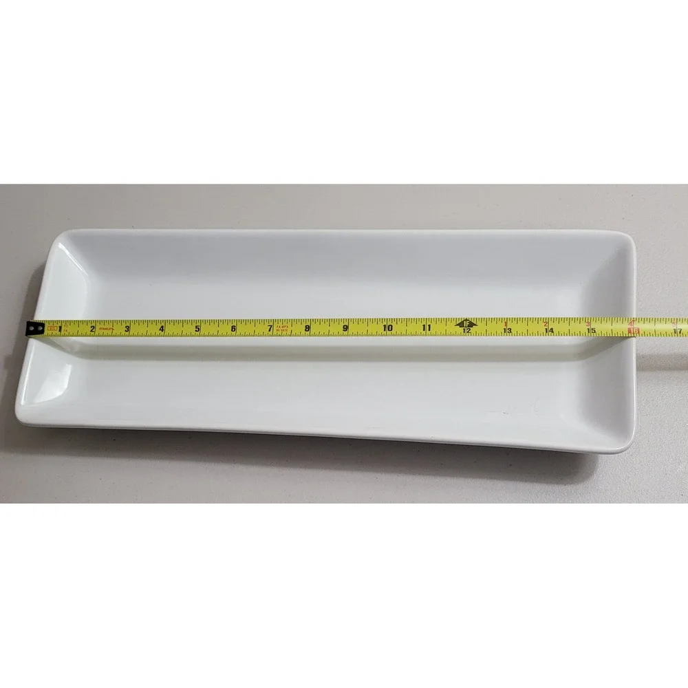 Pampered Chef Simple Additions Rectangular Platter White Ceramic Serving Tray